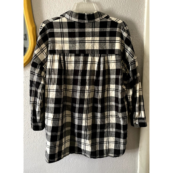 Esby Stella Plaid Button Down Black White Flannel Shirt Size Small - Picture 3 of 8
